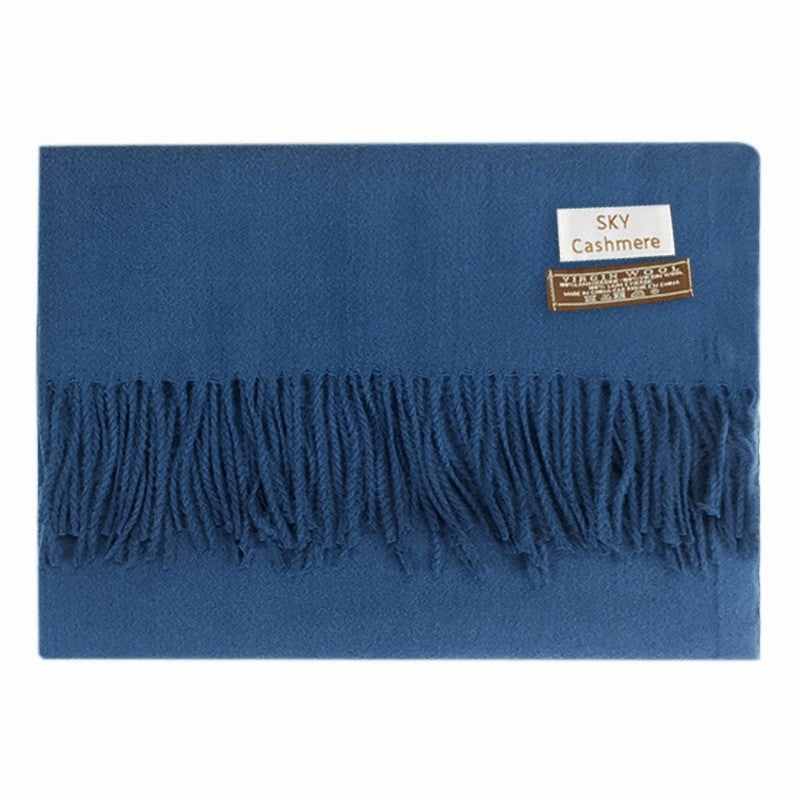 Imitation Cashmere Thickened Solid Color Tassled Scarf