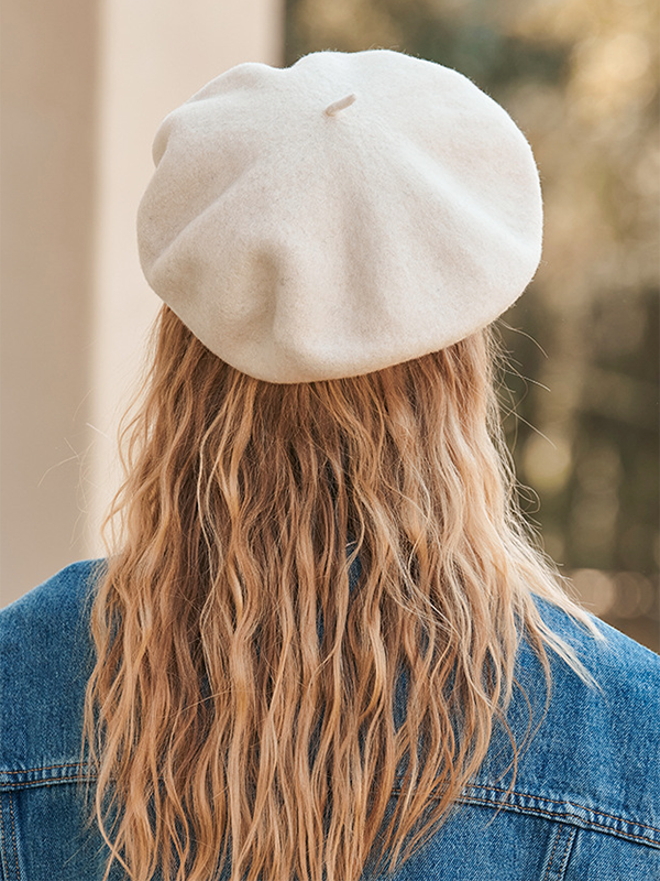 Simple Wool Solid Color Beret Hat-Homeunderwear