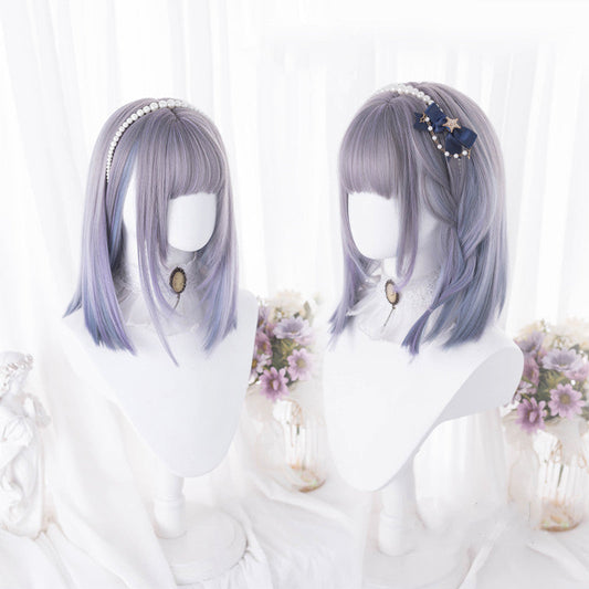 Free Shipping For Hivava Gradient Blue Purple Short Straight Wig