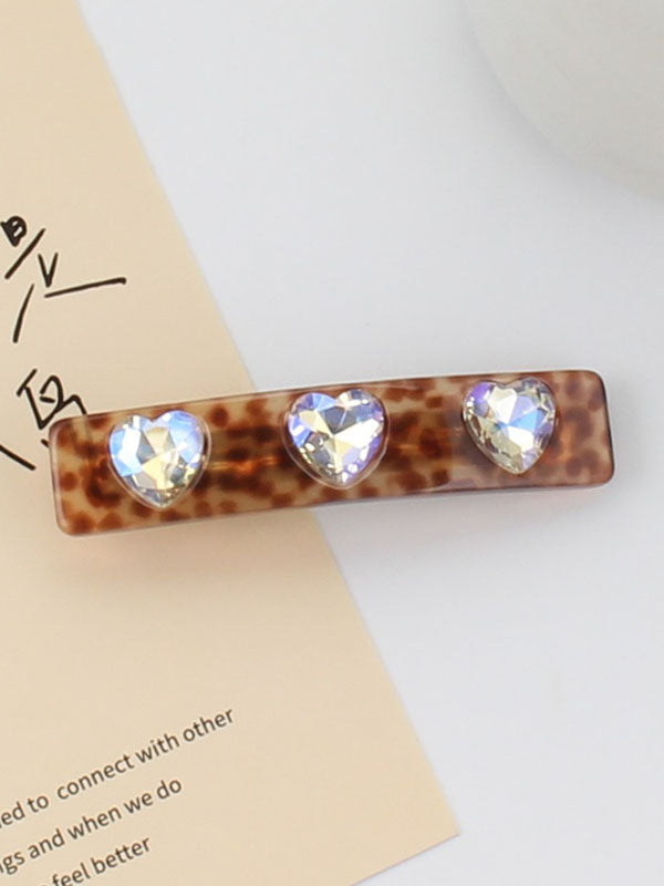 Geometric Rhine Stones Solid Color Hair Clips