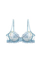 Free Shipping For Blue Flower & Cherry Embroidery Underwire Bra Lingerie