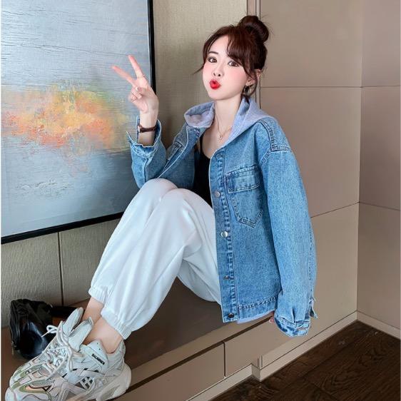 Loose Student BF Girl Denim Color Matching Coat