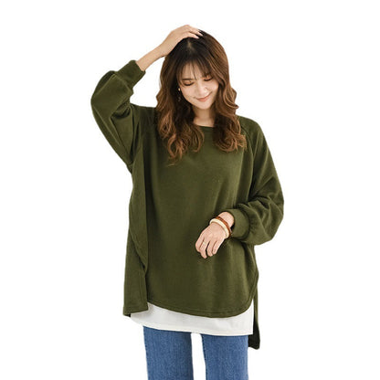 Loose Batwing Sleeves Asymmetric Split-Joint High-Low Sweatshirt