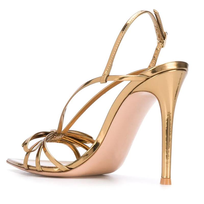 Pointed thin high heel Gold Patent Leather Party Shoes