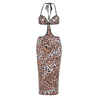 Leopard Print Beach Dress – Sexy Boho Summer Cover Up for Women