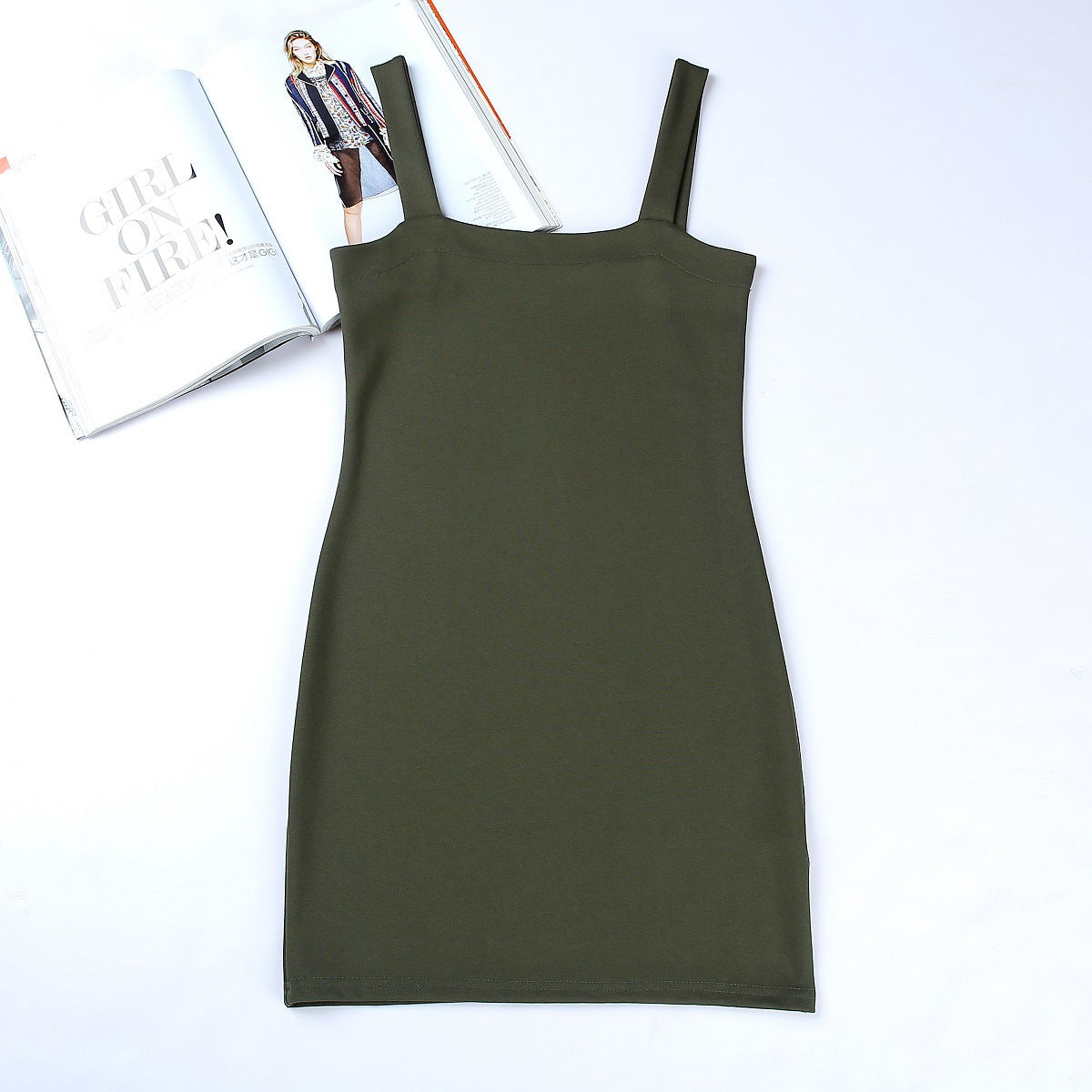 Pure Color O-neck Open Back Body-con Mini  Dress