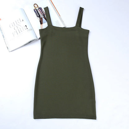 Pure Color O-neck Open Back Body-con Mini  Dress