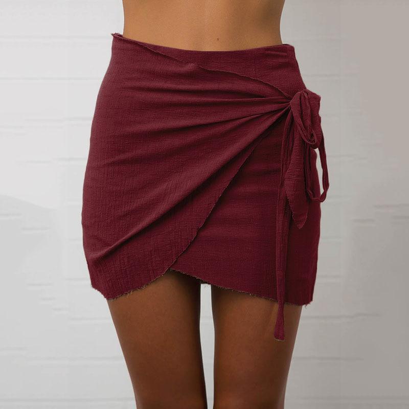 Clearance Pure Color Bodycon Straps Slim Short Skirt