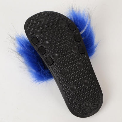 Raccoon dog hair imitation fox hair slippers women's hair sandals