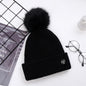 Autumn and winter Korean sweet and lovely pearl hat brim V letter wool ball Knitted Warm thread hat