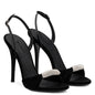 Black Red Velvet Diamond Super High Heel Sandals Dinner Shoes