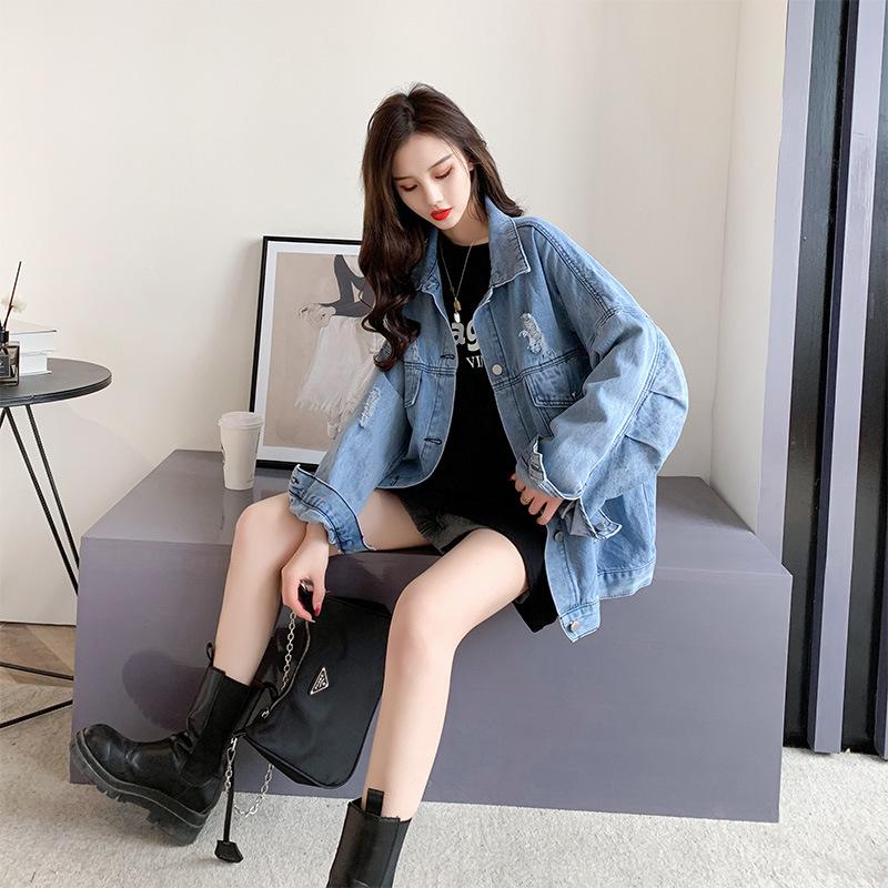 Autumn Loose Hole Denim Coat