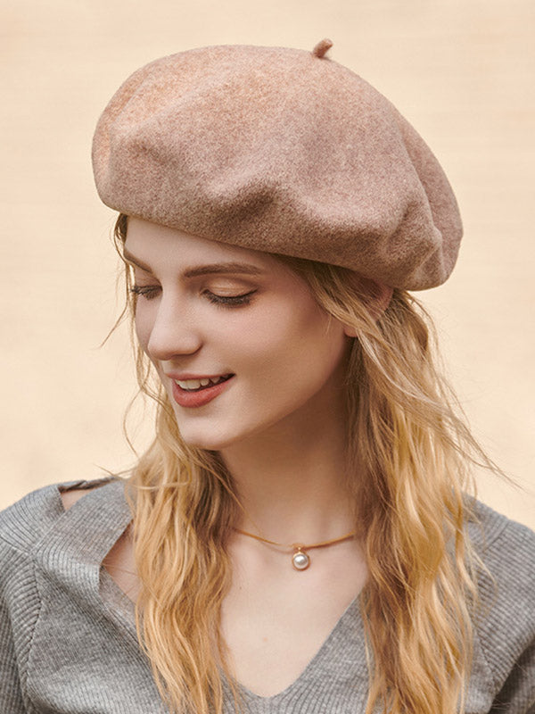 Simple Wool Solid Color Beret Hat-Homeunderwear