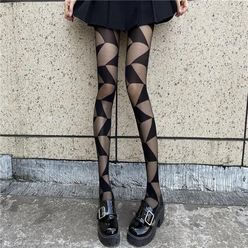 Sexy JK Diamond Patterned Dark Nightclub Pantyhose