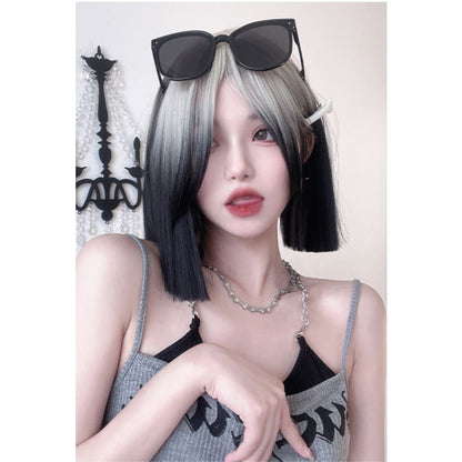 Free Shipping For Hivava eGirl Silver Gradient Black Straight Bob Wig