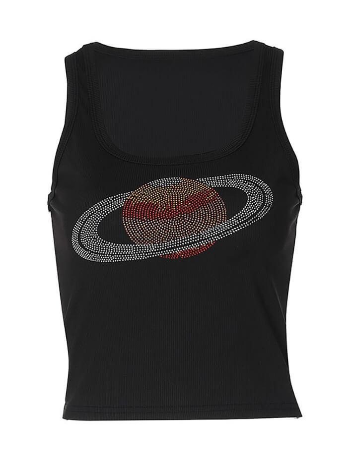 U Neck Rhinestone Tank Top