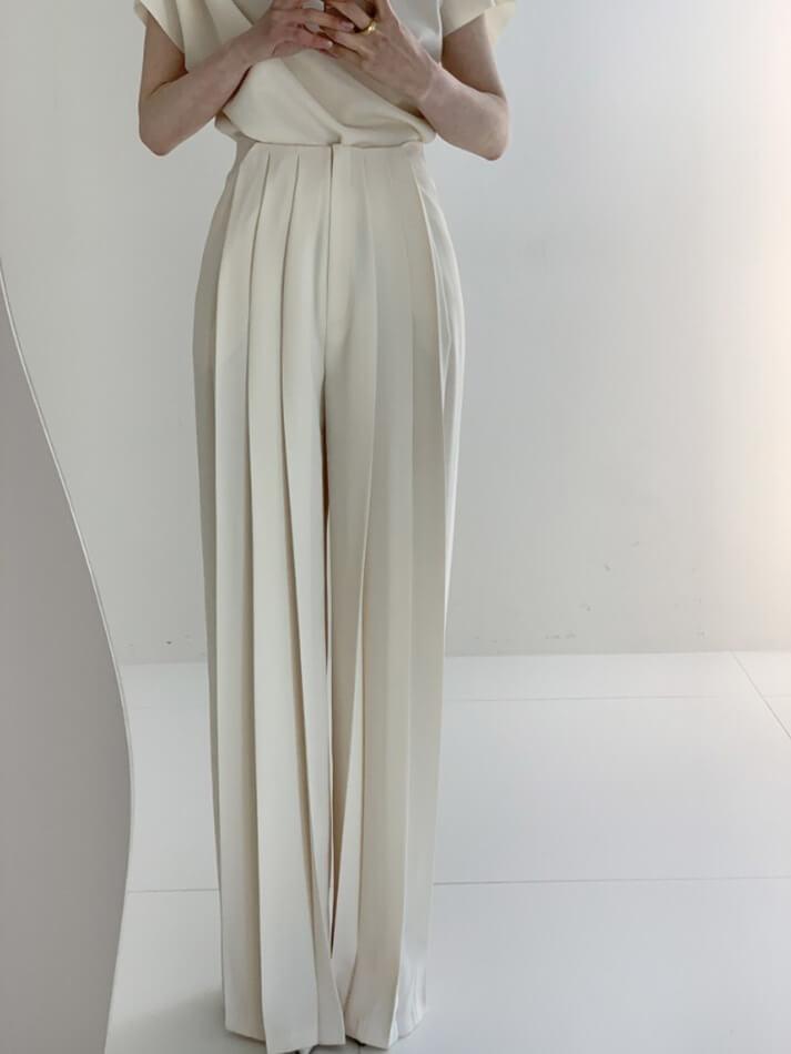 Pleated High Waist Wide Leg Pants