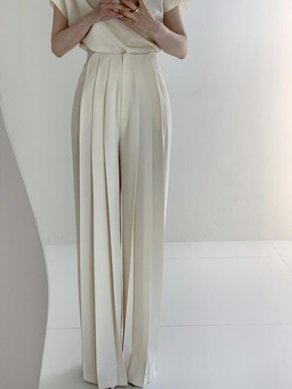 Pleated High Waist Wide Leg Pants