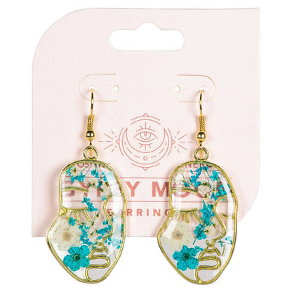 Free Shipping For DRIED FLOWER FACE EARRINGS