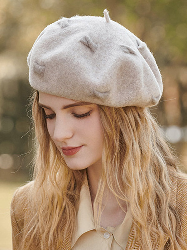 New Fashion Urban Wool Bow-Embellished Beret Hat-Homeundewear