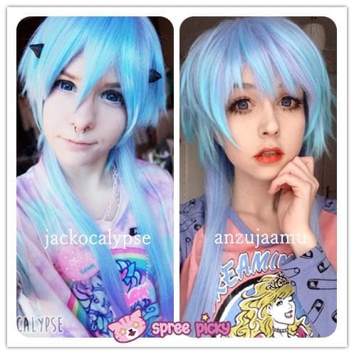 Free Shipping For Hivava [Harajuku] Cosplay Gradual Blue and Purple Color Wig