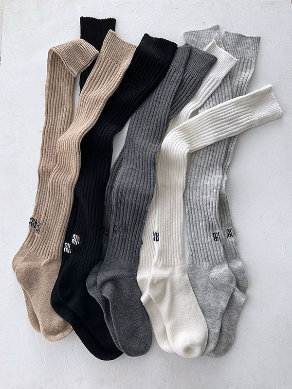 Casual Solid Color Knitting Stockings Accessories-Homeunderwear