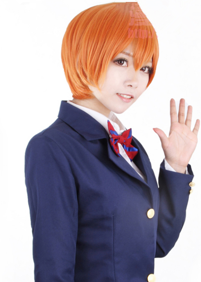 Free Shipping For Hivava Love Live Hoshizora Rin Orange Cosplay Wig 30cm