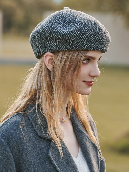 British Style Vintage Wool Beret Hat-Homeunderwear