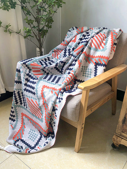 Home Keep Warm Contrast Color Jacquard Blankets Accessories-Homeunderwear