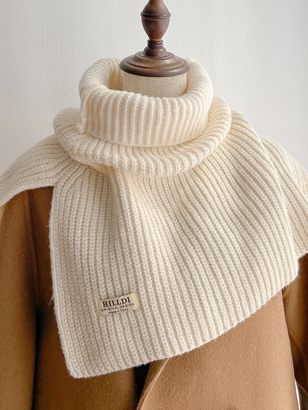 Winter Knitting Solid Color High-Neck Shawl&Scarf-Homeunderwear