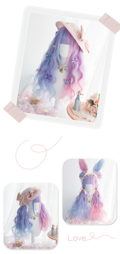 Free Shipping For Hivava Alice Bunny Cotton Candy Parted Pastel Purple Pink Lolita Wig