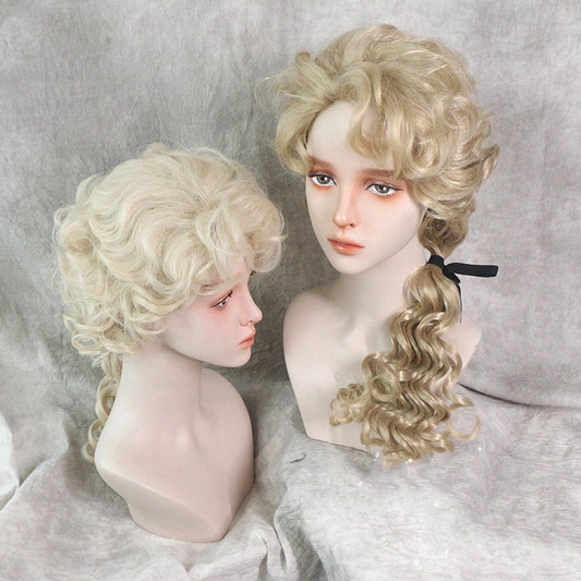 Free Shipping For Hivava Beige/Light Gold Lolita Court Roman Curly Wig