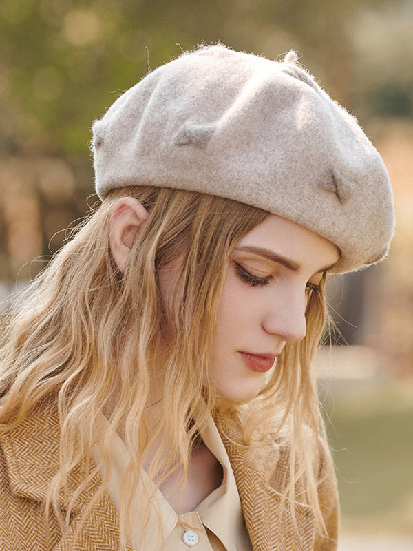 New Fashion Urban Wool Bow-Embellished Beret Hat-Homeundewear