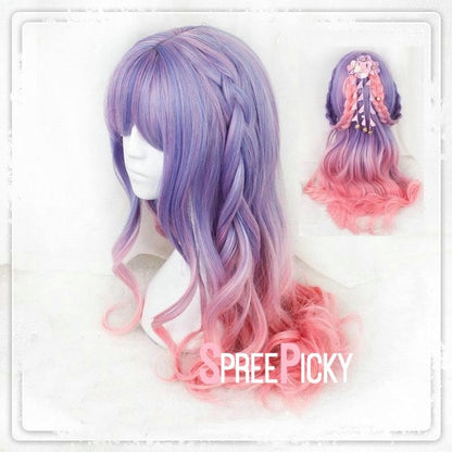 Free Shipping For Hivava Purple Pink Gradual Change Pastel Lolita Long Curl Wig