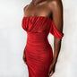 New Mesh Ruffled One-Shoulder Dress-homeunderwear