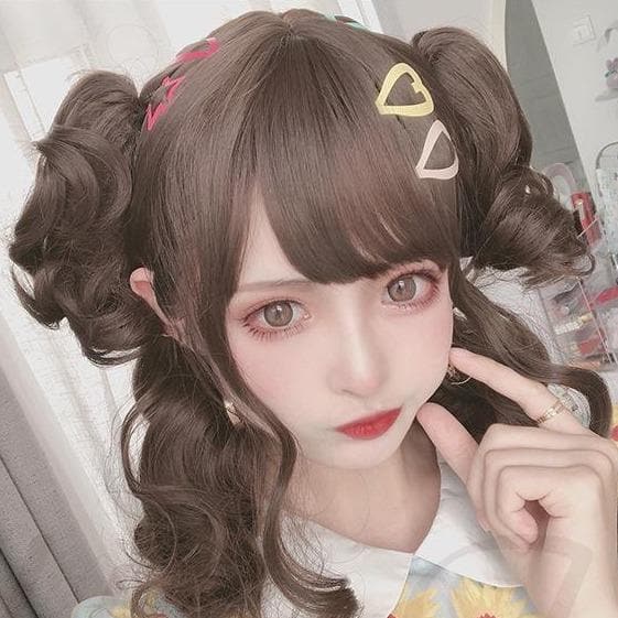 Free Shipping For Hivava Brown Short Curly Bun "Daydream Girl" Lolita Wig