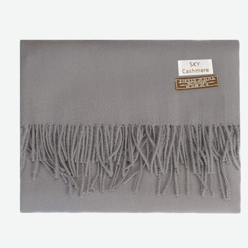 Imitation Cashmere Thickened Solid Color Tassled Scarf