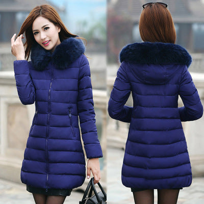 Free Shipping ForFur collar mid-length thick down cotton