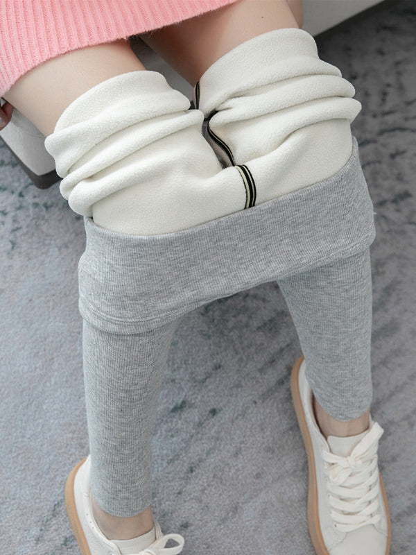 Simple Skinny Leg Keep Warm Solid Color Leggings