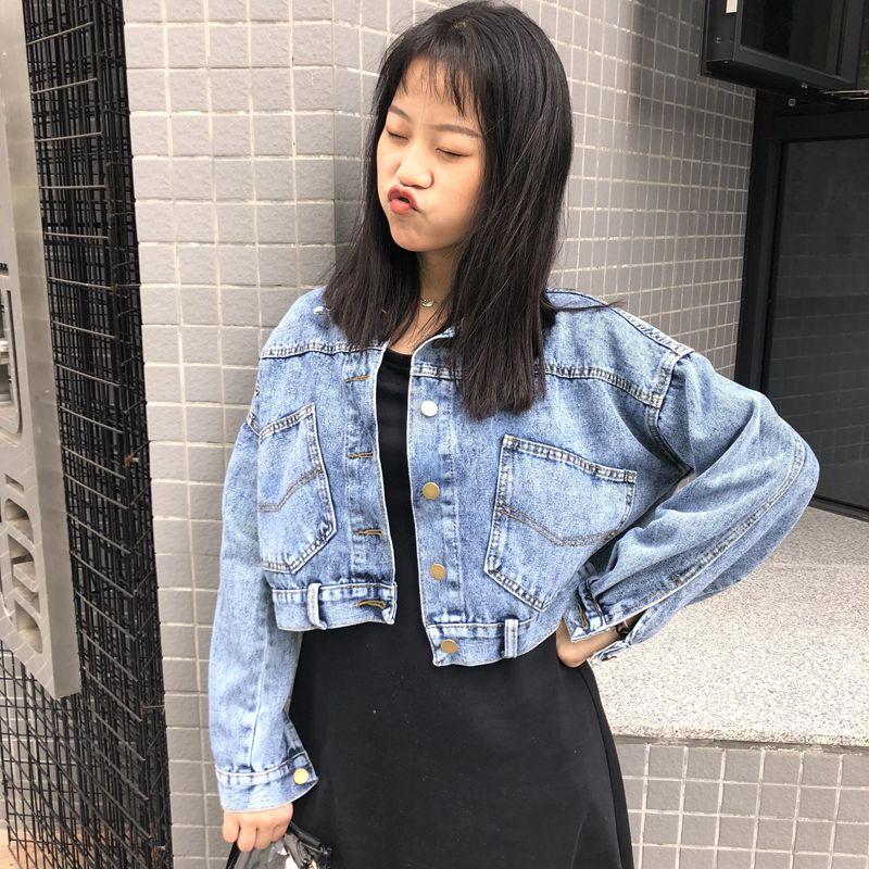 Loose student BF girl short denim coat