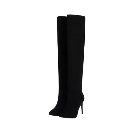 Autumn And Winter Pointed Super High Heel Knee Boots