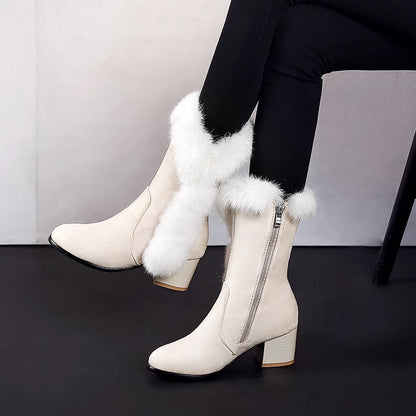 Chunky Heel Suede Pure color Pointed Toe High Heels