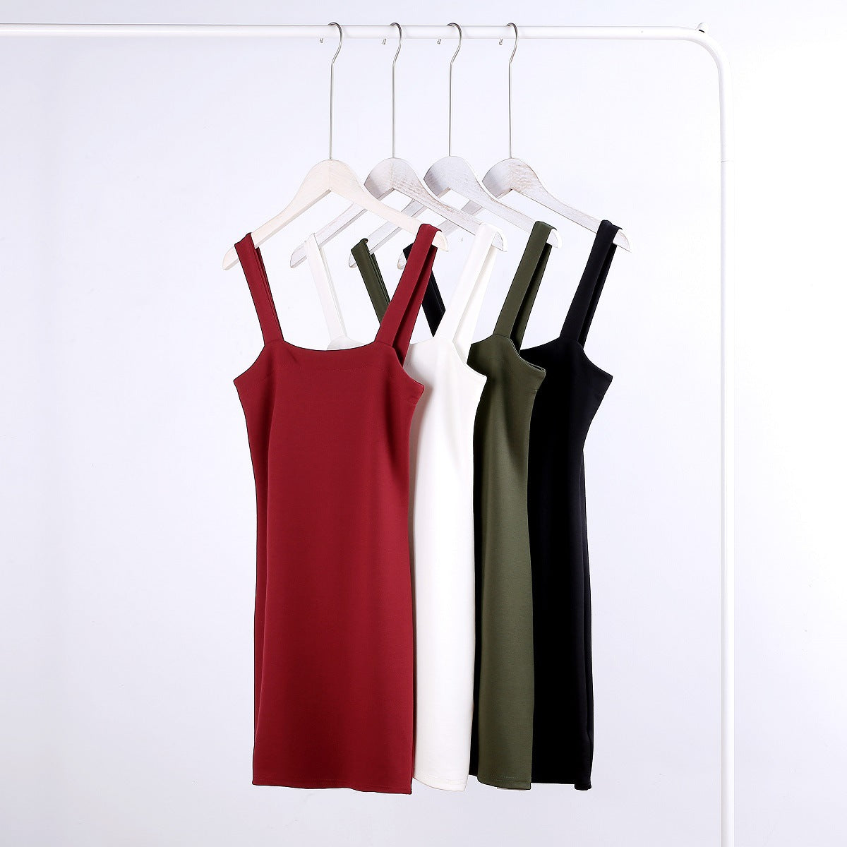 Pure Color O-neck Open Back Body-con Mini  Dress