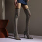 Rhinestone Mesh elastic long high tube socks Knee Boots