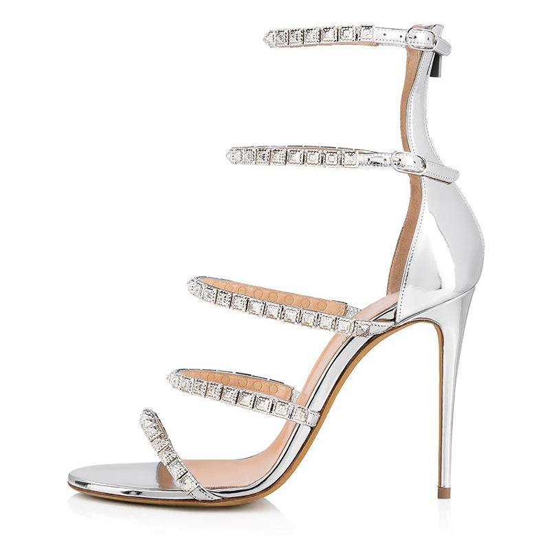 Rivet thin high heel sandals fashion shoes dinner shoes