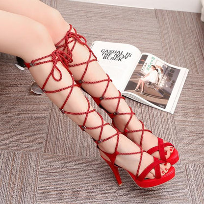 Bandage Roman Sandals Women's Hollow Open Toe Sandals