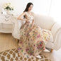 Beautiful Scoop Sleeveless Butterfly Print Long Pleated Chiffon Beach Dress