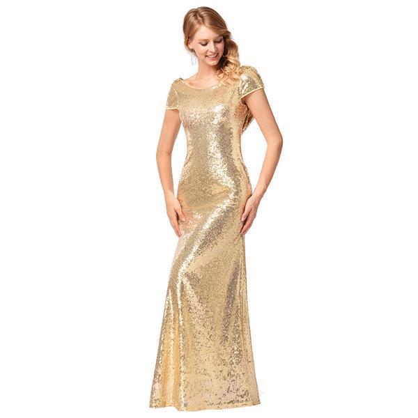 High Quality Shinning Backless Sequined Long Party Bridesmaid Dress