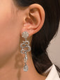 Geometric Rhine Stones Snake Shape Solid Color Drop Earrings