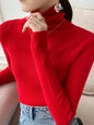 New Fashion Simple Skinny Long Sleeves Solid Color Sweater Tops-Homeundewear